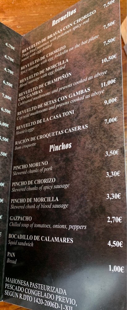 Casa Toni Menu - Image 8
